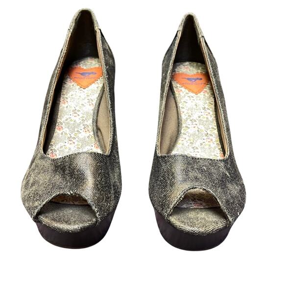 Rocket Dog heels platform chunky brown peep toe wedge size 8M - Picture 2 of 9